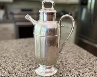 Prohibition Era Silver Plate on Brass Footed Cocktail Shaker by Sheridan Silver Co. | Silver Plate Cocktail Shaker | Prohibition Cocktails