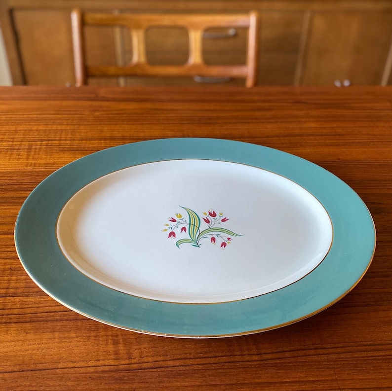 Ceramic Platter Canterbury Pattern Cavalier Eggshell Platter by Homer Laughlin Made in USA