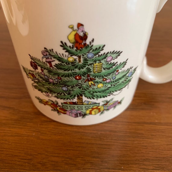 Set of 4 Christmas Tree Tom & Jerry Mugs Green Trim Crafted in
