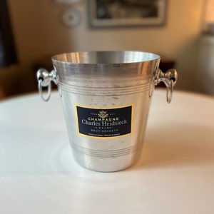 Vintage Metal Champagne Bucket by Charles Heidsieck | French Champagne Bucket | Charles Heidsieck Bucket | Brut Reserve Cooler | Ice Bucket