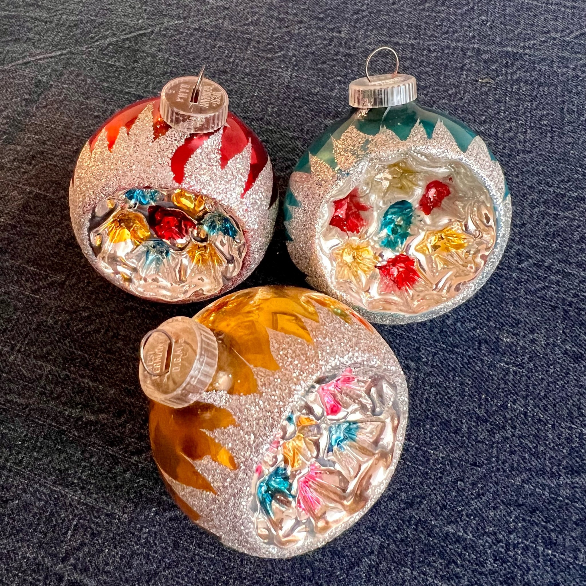 Set of 12 Vintage Indented Glass Mica Ornaments Made in West Etsy