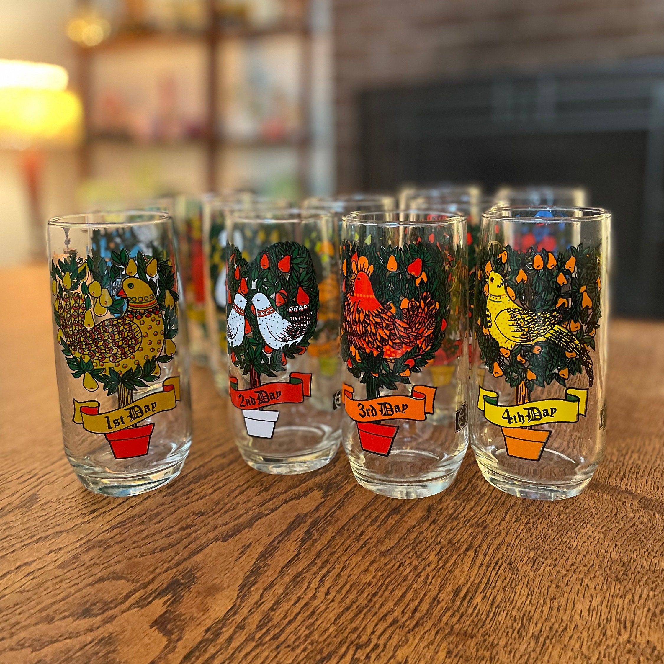Vintage 12 Days of Christmas Tumblers, Sold Individually