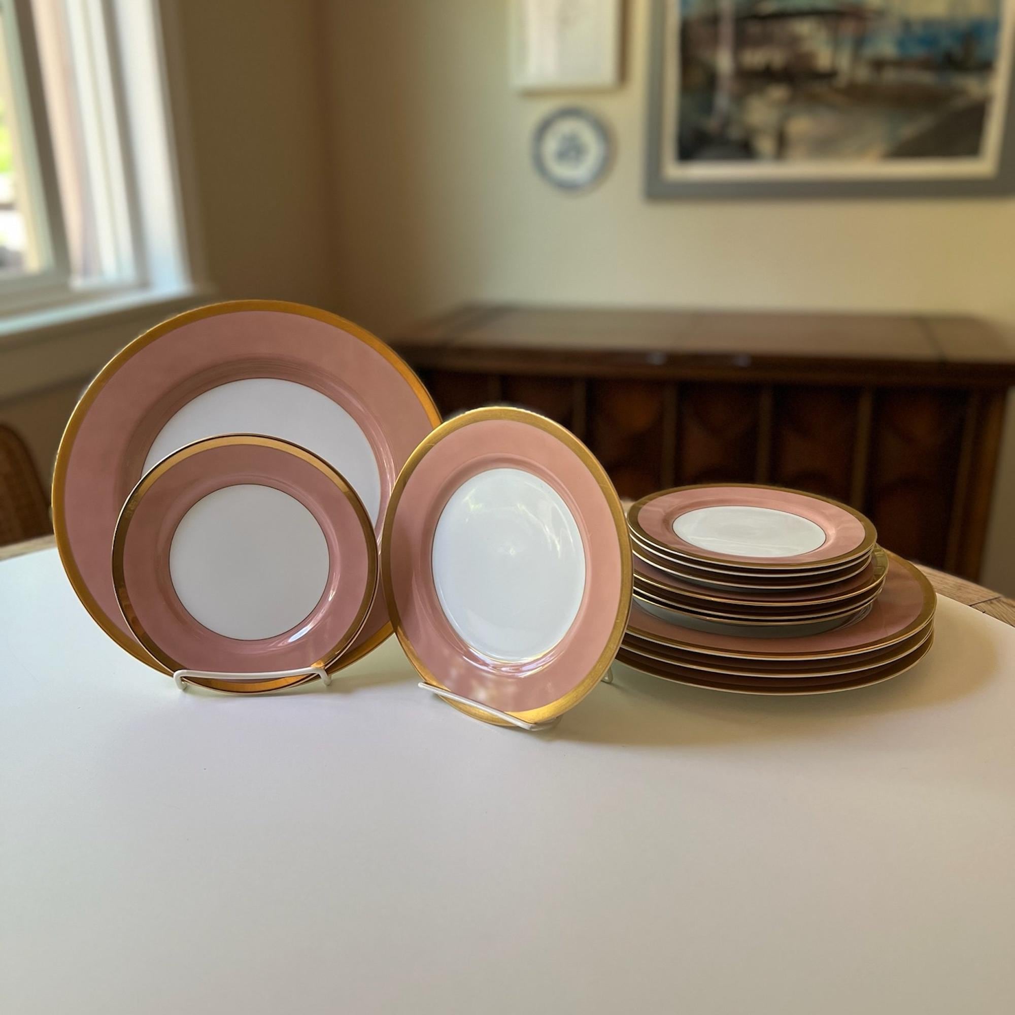 Your Choice Set of 4 Versailles Dusty Rose Plates by Fitz and