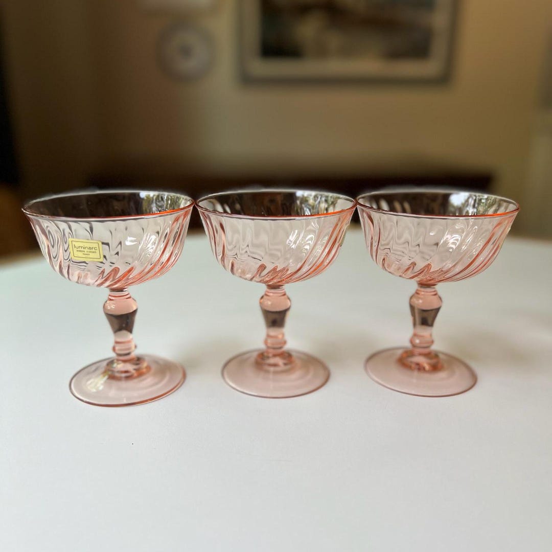 Lot De 6 Verres à Pied Rosaline Luminarc (Arcoroc) – Modèle Stemglasses N°5 – Rose Vintage – 12 Cl