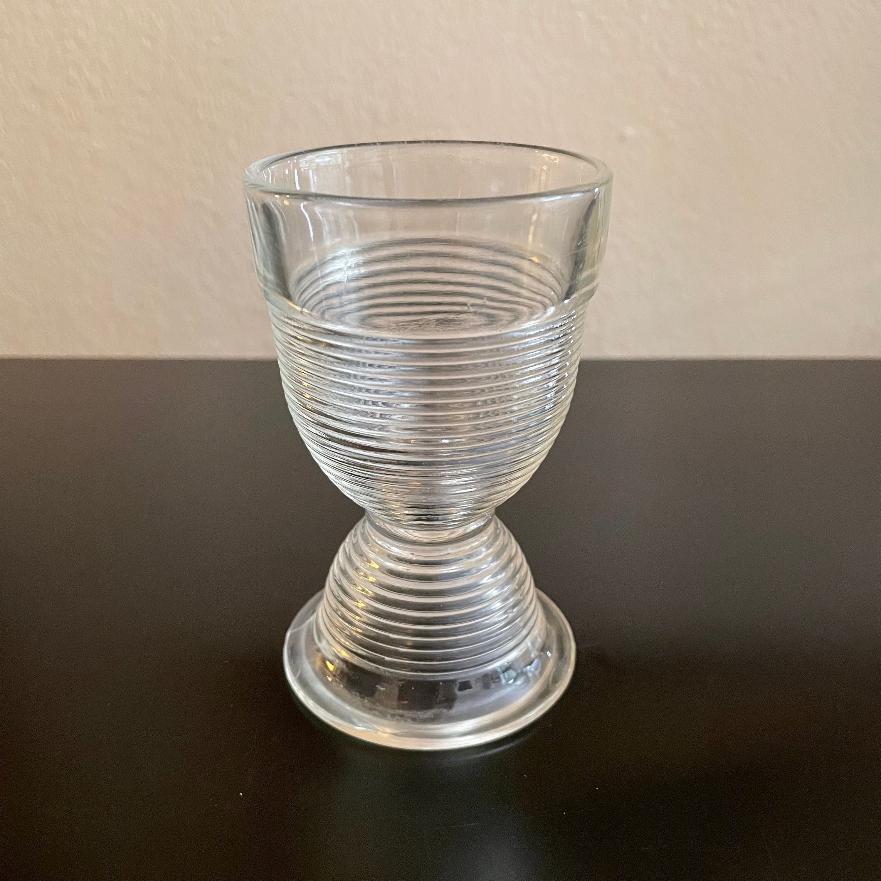 Vintage Clear Glass Old English Threading Ribbed Egg Cup by Etsy