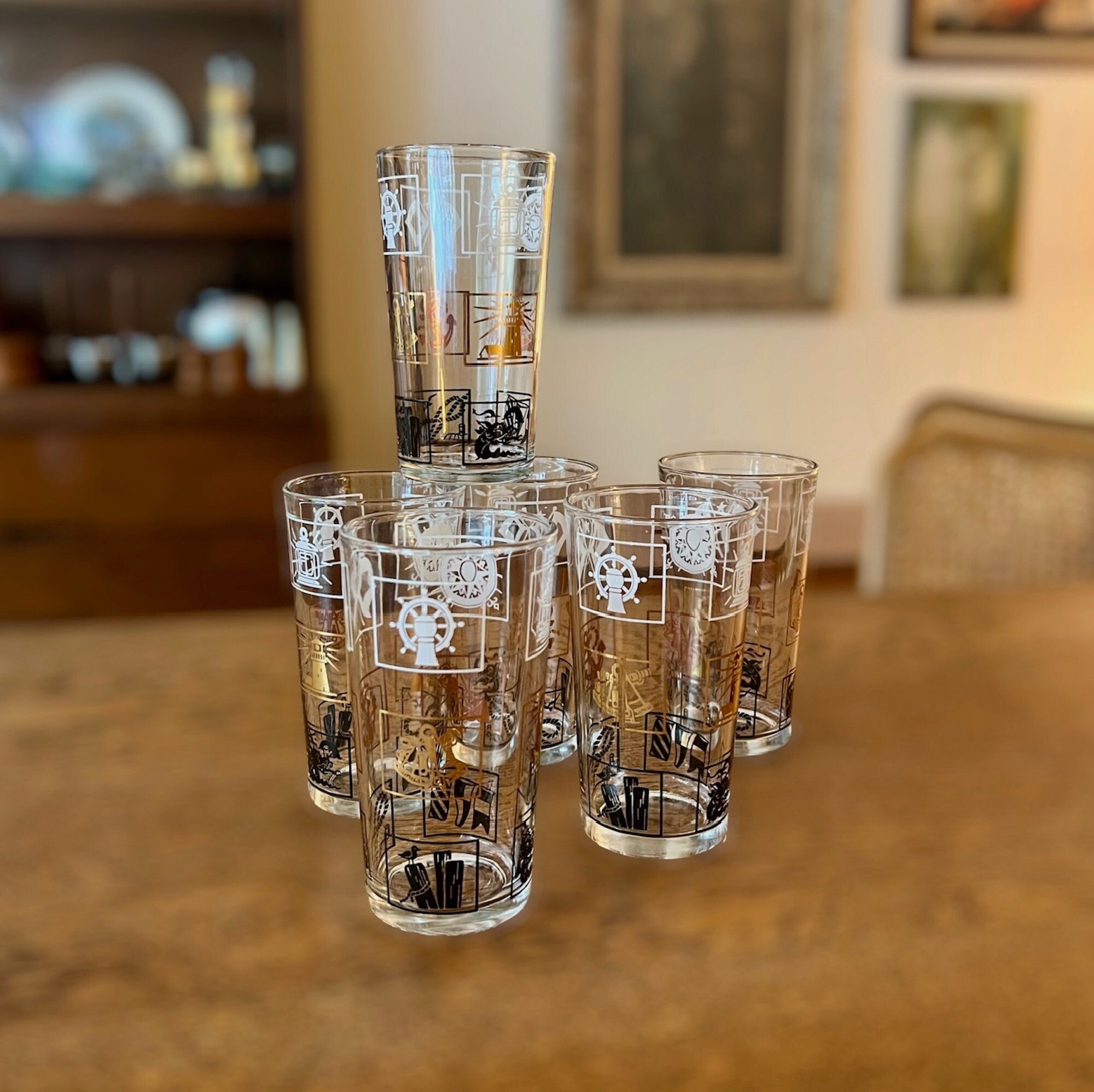 BOATDID Vintage Drinking Glasses Tumbler Set of 6,Embossed Water Glasses  Cocktail,Juice,Beer,Iced Co…See more BOATDID Vintage Drinking Glasses  Tumbler