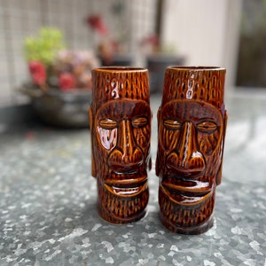 vintage 60s 70s TIKI mag R-91 モアイ マグ I Pair of Ceramic Moai R-72 Tiki Cups by Orchids of Hawaii | Hawaii