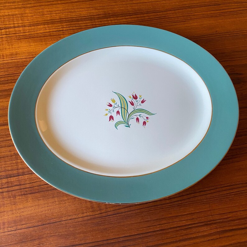 Ceramic Platter Canterbury Pattern Cavalier Eggshell Platter by Homer Laughlin Made in USA