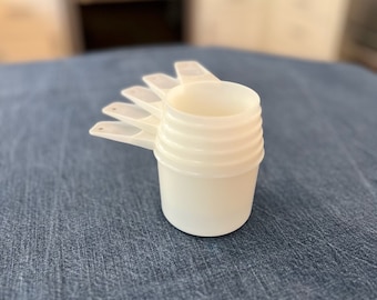 Set of 5 White Measuring Cups by Tupperware | Vintage Tupperware | Retro Kitchen | More Vintage Tupperware Available at 19Thrifty Shop