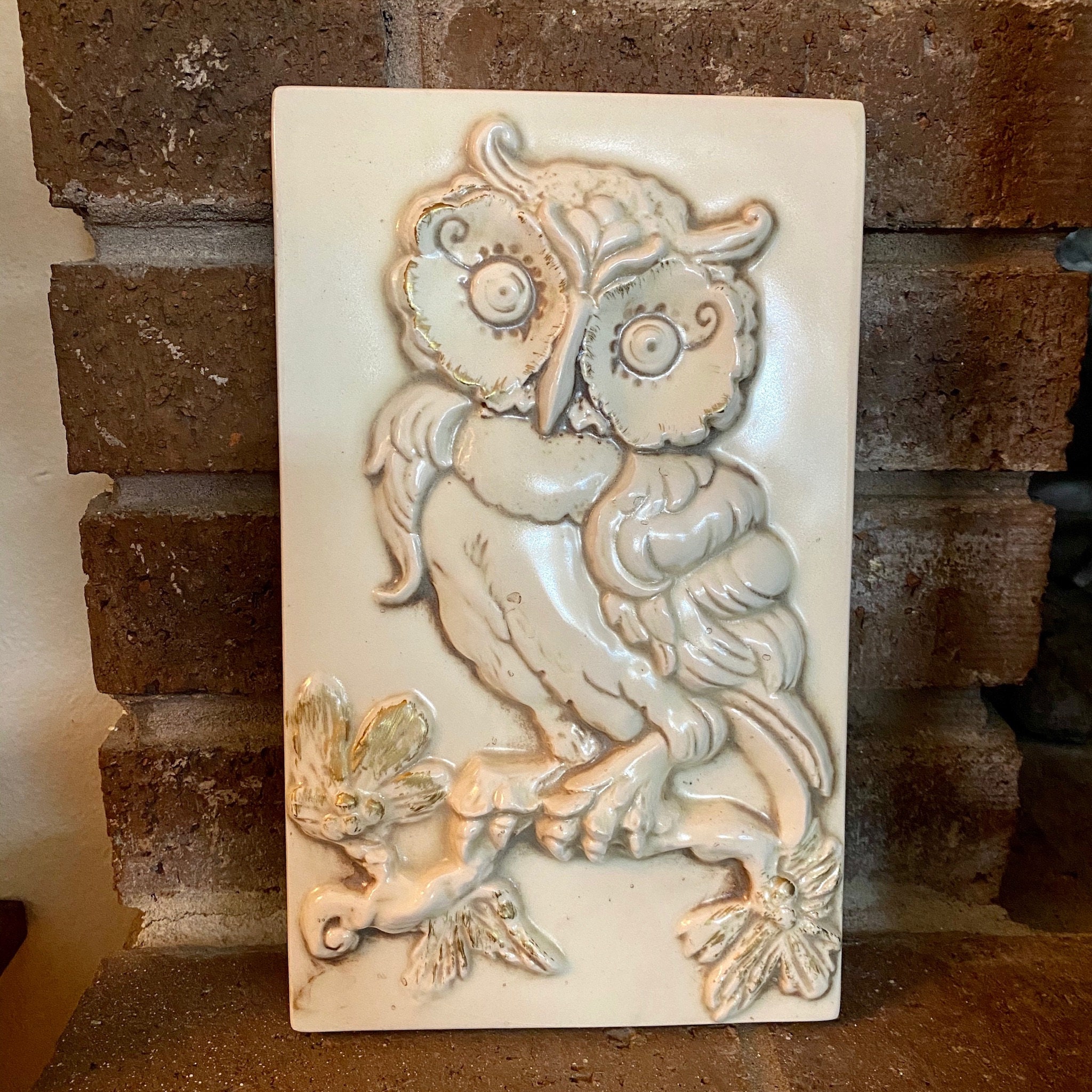 Pair of Vintage Ceramic Owl Wall Plaques Owl Decor 70s Etsy