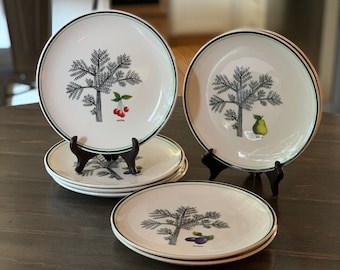 Gien La Ronde Des Fruits Salad Plates Set of 4 Vintage Made in