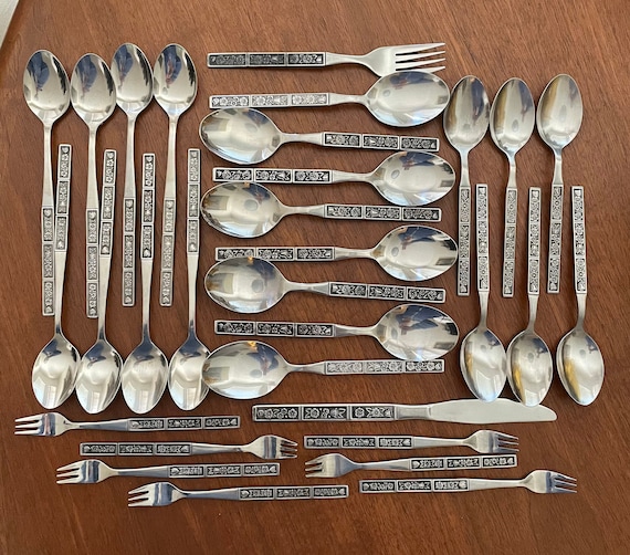 Sets of Vintage Spring Fever Stainless Steel Silverware by