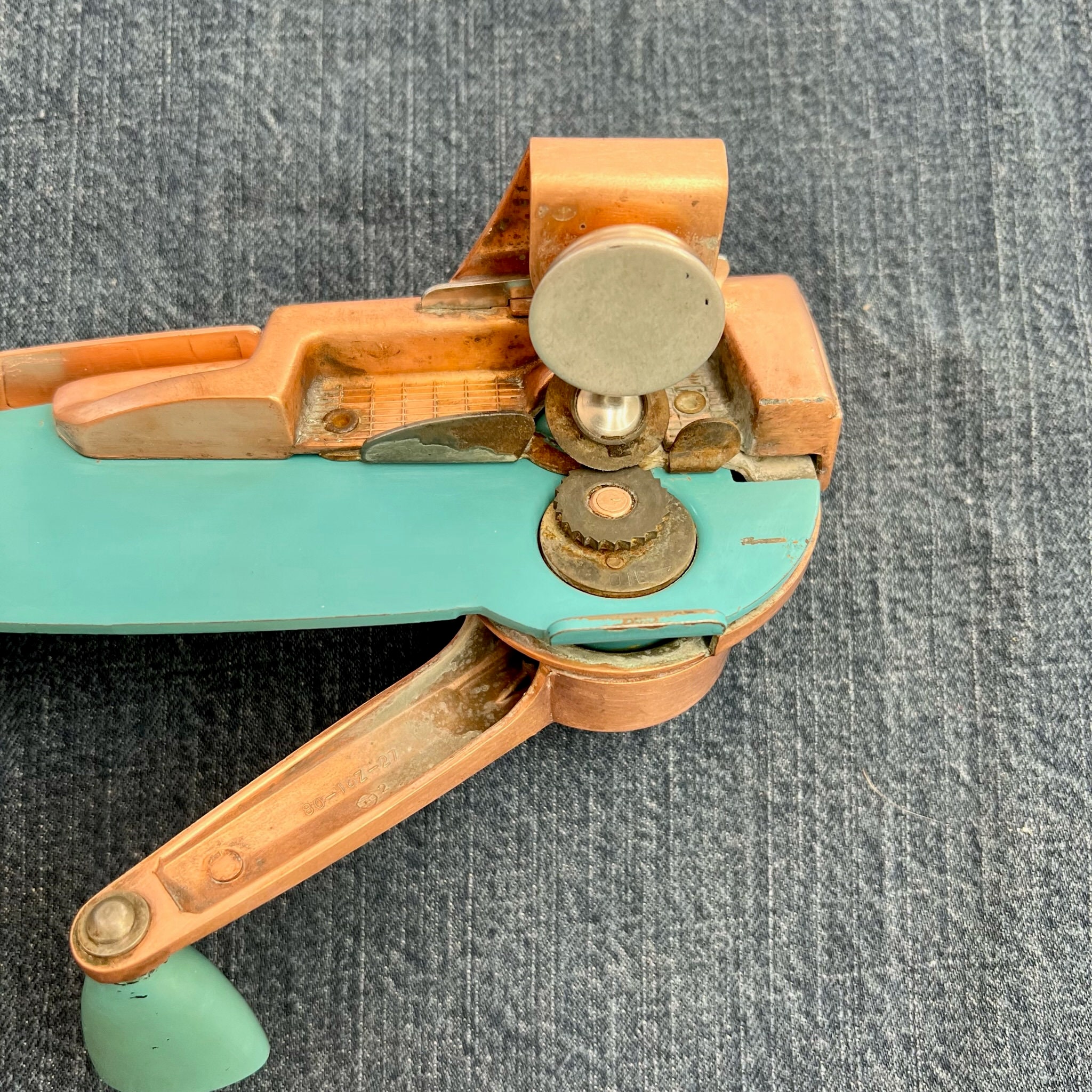 Wall Mounted Turquoise and Copper Canaramic Model 86 Can Opener by Dazey  Corporation Turquoise Can Opener Vintage Kitchen Can Opener 