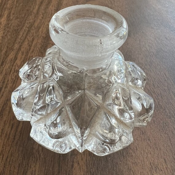 Vintage Cut Glass Crystal Perfume Bottle with Hea… - image 4