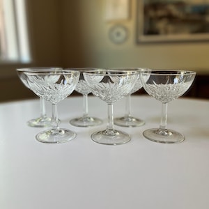 Set of 6 Vintage Pressed Glass Coupe Champagne Glasses | Vintage Champagne | Star Pattern Champagne | Champagne Coupe | Clear Champagne