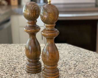 Set of Mid Century Solid Wood Pepper Mill Salt Shaker by Catalina | Wood Peppermill | Wood Salt Shaker | Vintage Pepper Grinder Salt Shaker