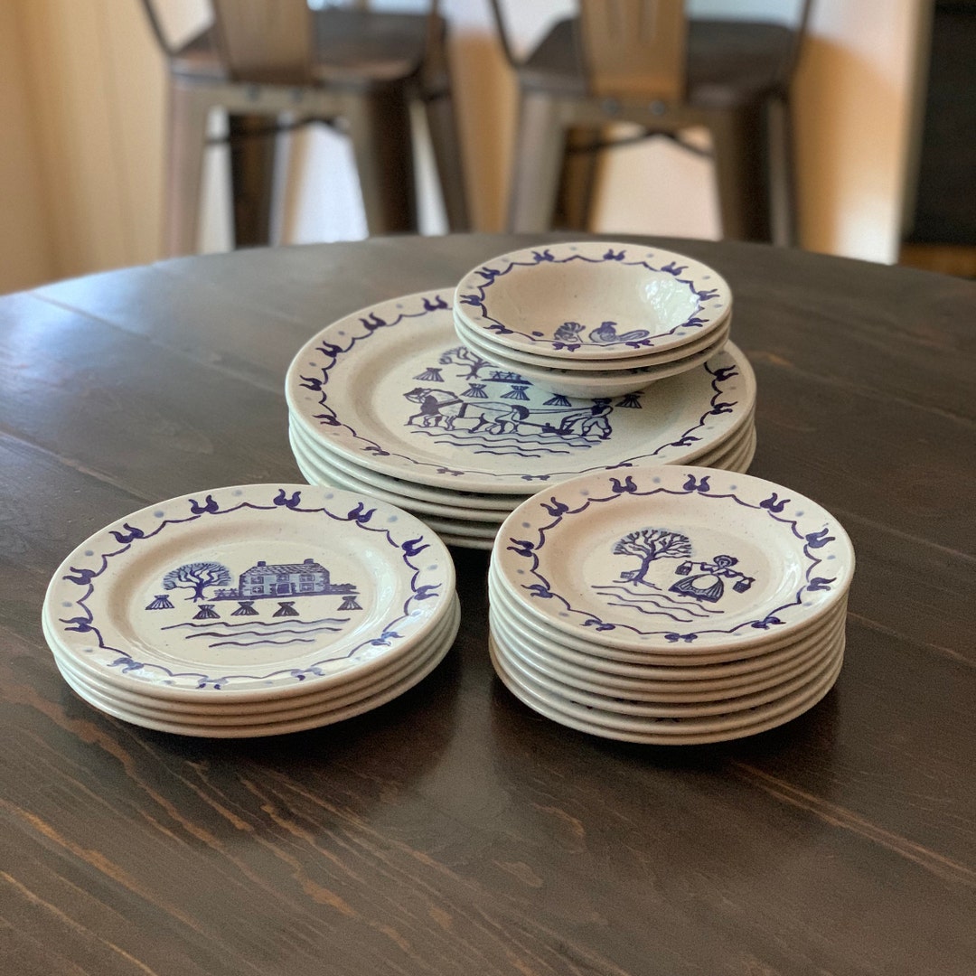 Sets Provincial Blue Plates and Bowls by Metlox Poppytrail Etsy