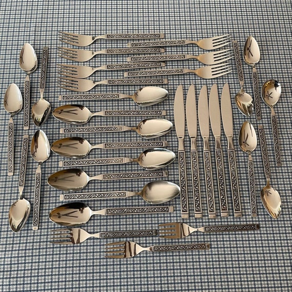 Vintage Mid Century Stainless Steel Flatware Made in Japan Etsy