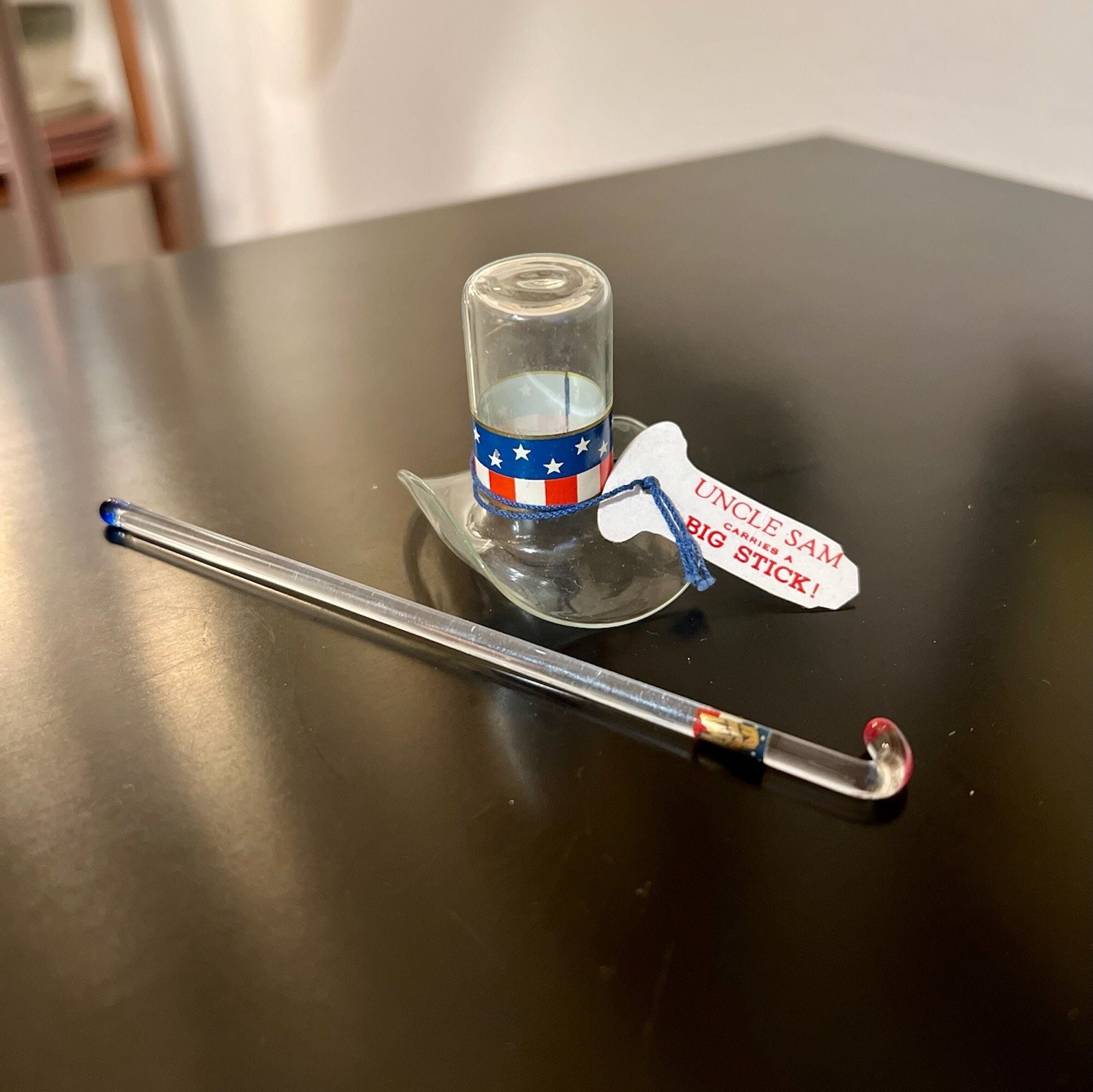 Antique Uncle Sam Carries a Big Stick Blown Glass Political Hat