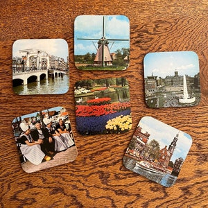 Set of 6 Vintage Amsterdam Holland Souvenir Cork Bottom Coasters | Amsterdam Souvenir Coasters | Vintage Souvenir Coasters | New in Package