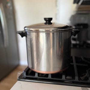 Vintage Revere Ware Copper Clad 8 Qt Stock Pot with Lid | Clinton, ILL | Vintage 80s Revere Ware | More Revere Ware Available at 19Thrifty