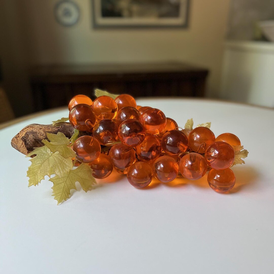 Lucite Grape Cluster on Driftwood Vintage Acrylic Grapes 70s Grape ...