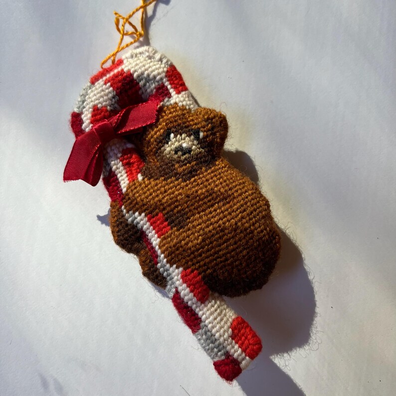 Vintage Set of 4 Finished Jiffy Pattern Needlepoint Christmas Ornaments