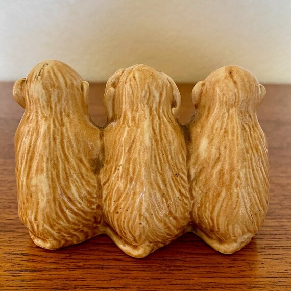 3 Wise Monkeys Painted Ceramic Figurine by Lancaster Sandland