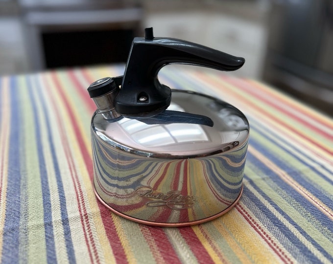 1 1/2 Qt Revere Ware Copper Clad Whistling Tea Kettle Made in China