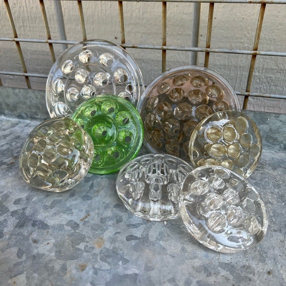 Your Choice of Vintage Glass Flower Frogs Floral Design Flower Frog Glass  Frog Green Glass Flower Frog Clear Glass Flower Frog 