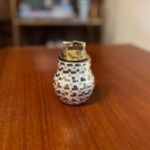 Vintage Japanese Porcelain White, Green Gold Cigarette Table Lighter by Kutani | Oriental Cigarette Lighter | Tobacciana | Kutani Lighter