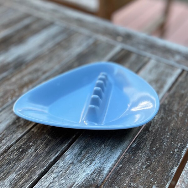 Vintage Baby Blue Melamine Boomerang Ashtray by Anholt | Blue Boomerang | Anholt Ashtray | MCM Ashtray | 60s Ashtray | Mid Century Ashtray