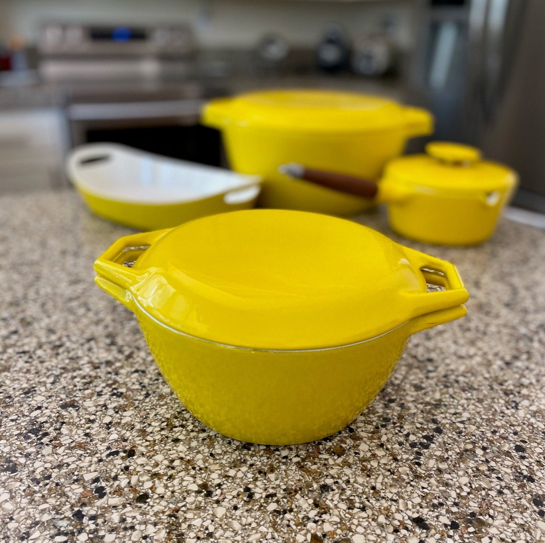 Yellow Enamel Michael Lax Quart Casserole With Lid by Copco