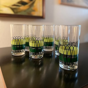 Set of 6 Wrought Iron 12 oz Beverage Glasses by Libbey | Vintage 50s Glassware | Retro Barware | Vintage Bar Cart | Vintage Libbey Glasses