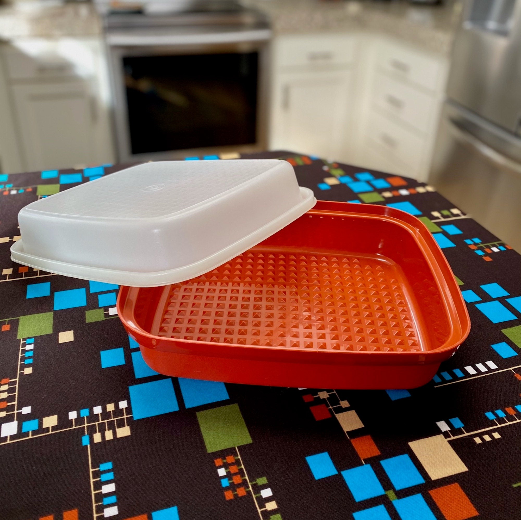 Vintage Tupperware dark orange Meat Junior Marinade Container With Lid