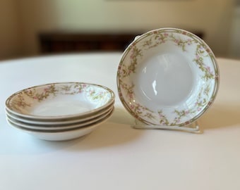 Juego de 5 cuencos para salsa de postre de frutas Schleiger de Haviland, Theodore Haviland Limoges Francia, Schleiger 152, Frutero de Limoges, Cuenco para frutos secos