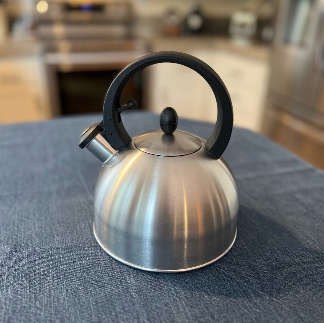 1 1/2 Quart Brushed Stainless Steel Whistling Kettle by Copco Whistling Tea Kettle Vintage