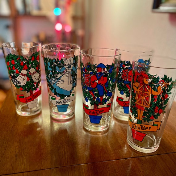 12 Days of Christmas Glasses With Pepsi Logo | Sold Separately