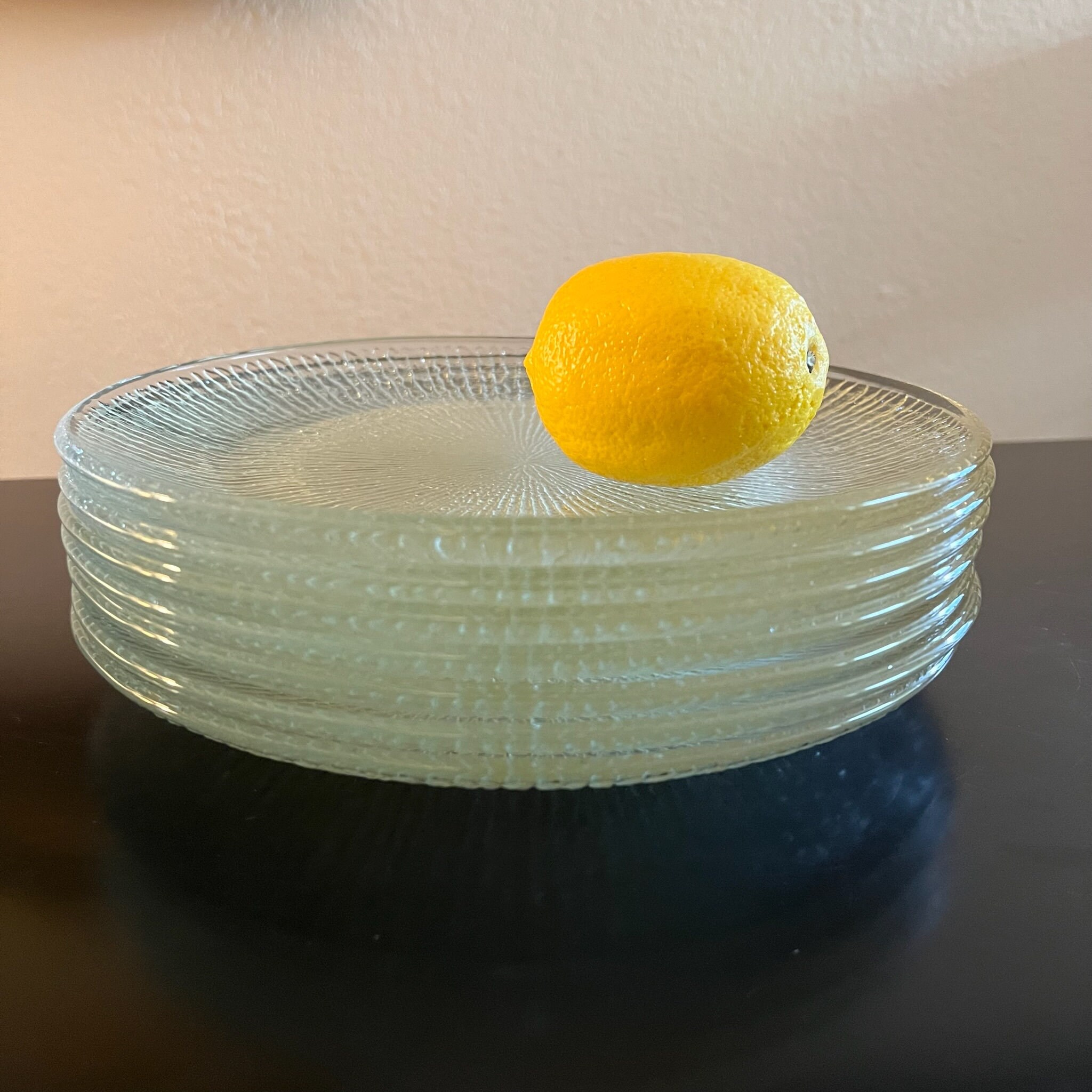 Vintage Glass Finlandia Tree Bark Dinner Plate by Jeanette Glass