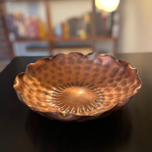 Gregorian Hammered Solid Copper Round Petal Bowl 310 | Copper Decorative Bowl | Vintage Copper | Solid Copper Round Bowl |Made in California