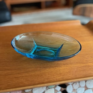 Aqua Blue Capri Colonial Oval Bowl by Hazel-Atlas | Blue Glass Bowl | Glass Soap Dish | Nut Bowl | Candy Dish | Vintage Hazel-Atlas Glass