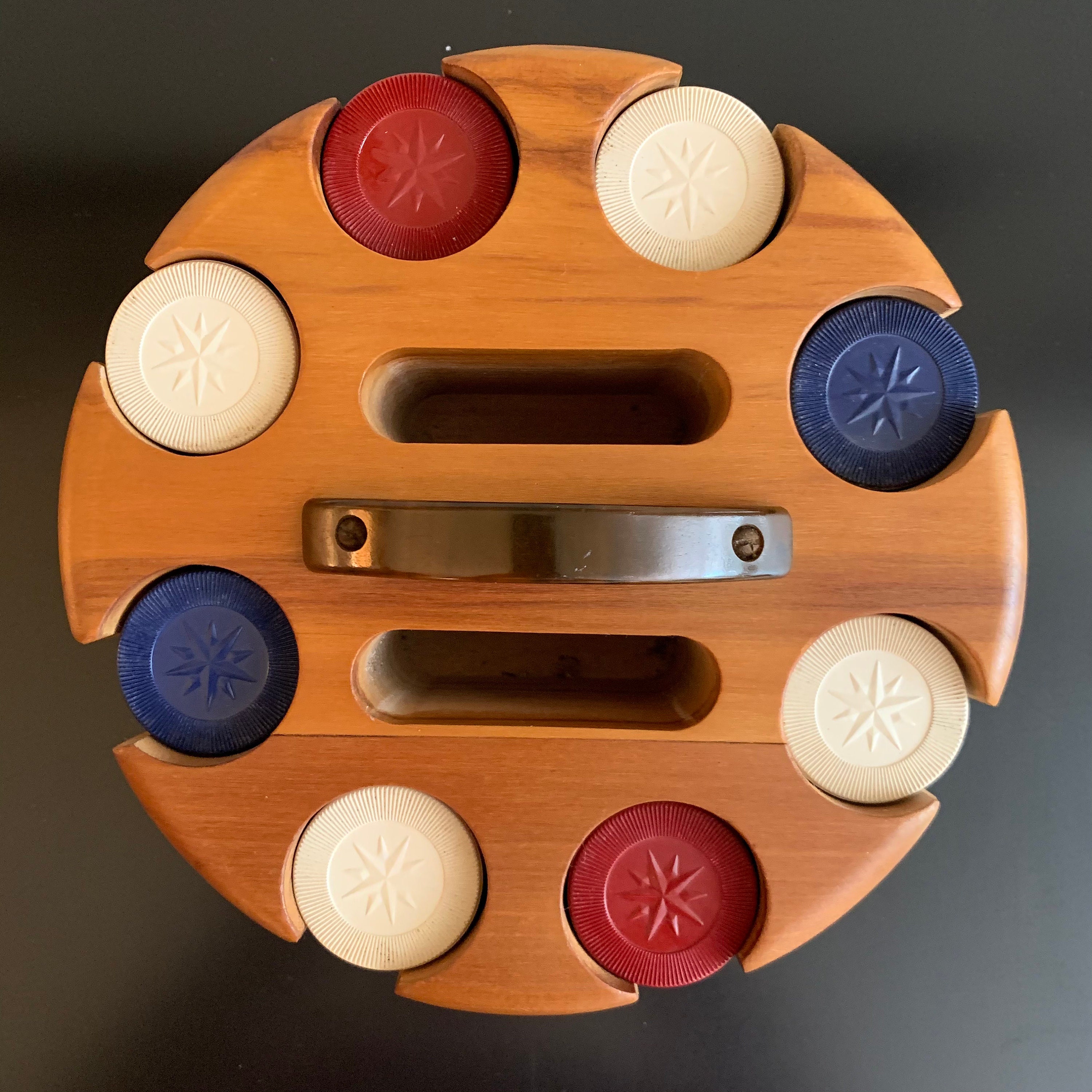 Vintage Solid Wood Poker Chip Carousel and 2 Deck Card Holder Etsy