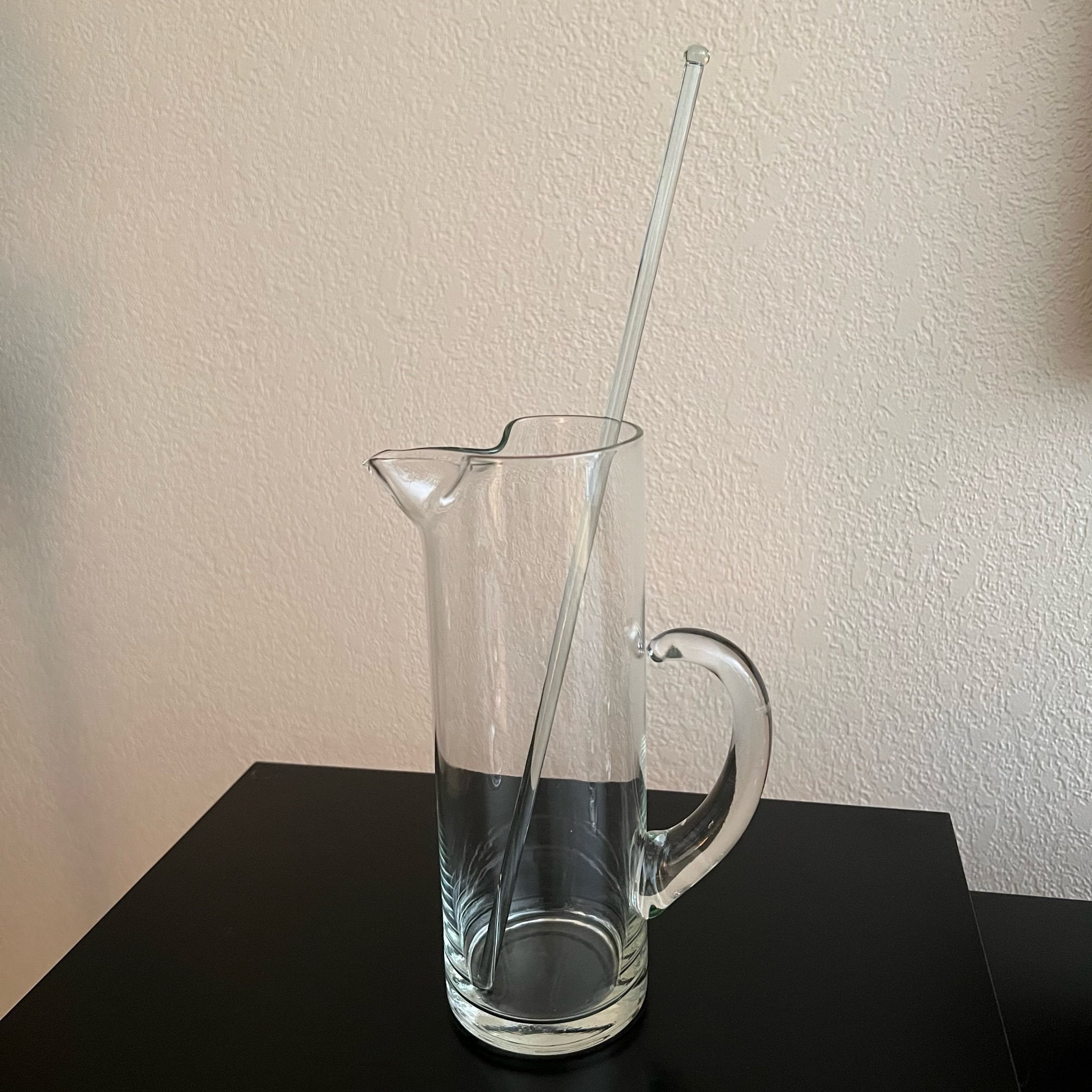 Martini Pitcher, Pinched Lip, Crystal Measuring Cup, Barware, Bar Cart  Accessory, Etched Measurements , Retro 