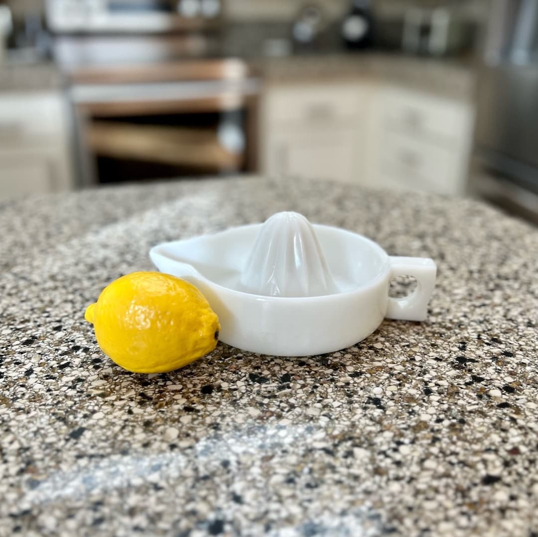 Milk Glass Sunkist Citrus Juicer Reamer With Handle and Spout Made in