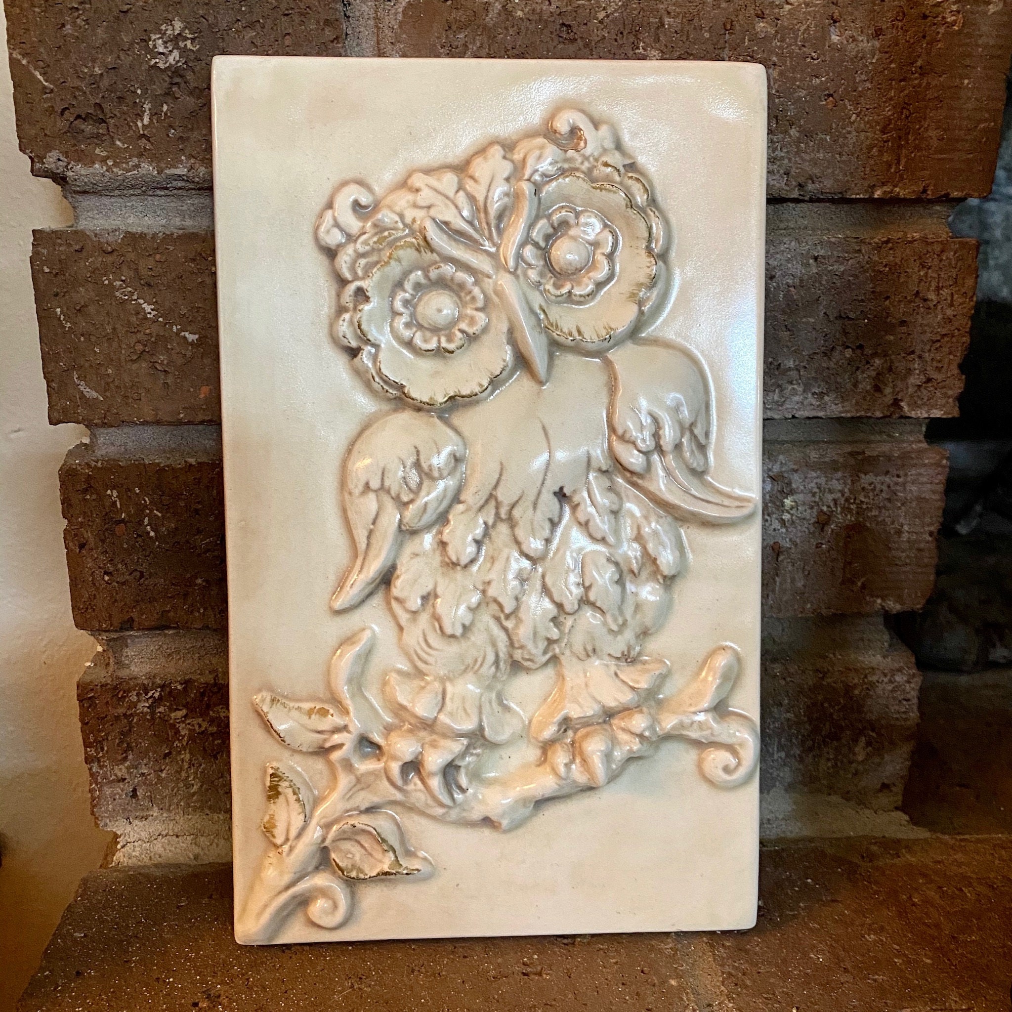 Pair of Vintage Ceramic Owl Wall Plaques Owl Decor 70s Etsy