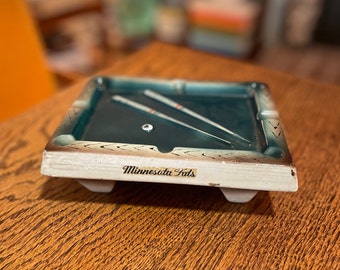 Vintage Ceramic 'Minnesota Fats' Dealer Promo Ashtray | Minnesota Fats Ashtray | Green Billard Table Ashtray | MCM Ashtray | Vintage Ashtray