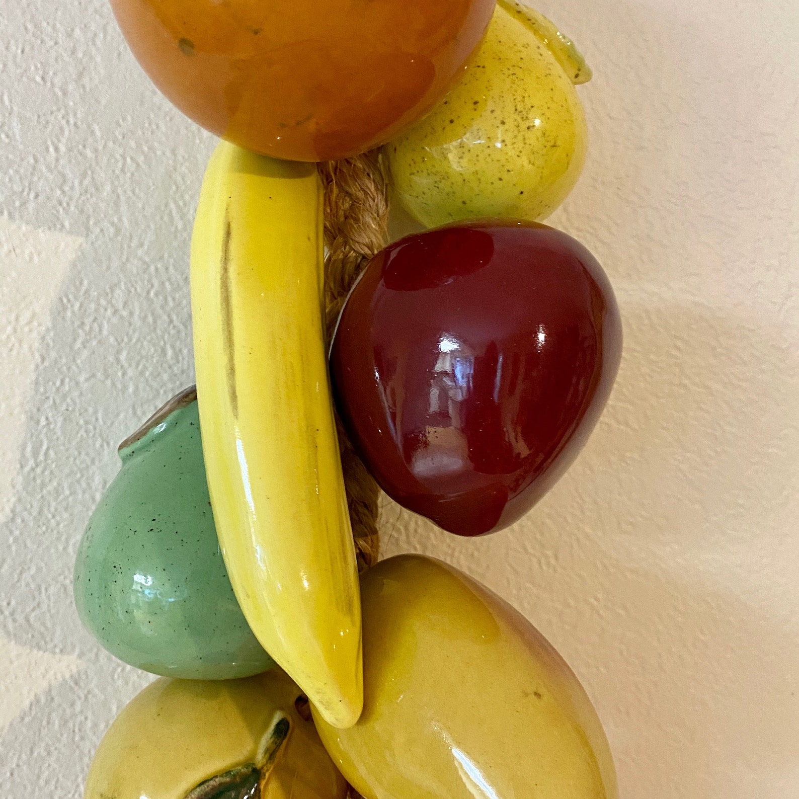 Ceramic Fruit on Braided Jute Rope Faux Fruit Vintage Etsy