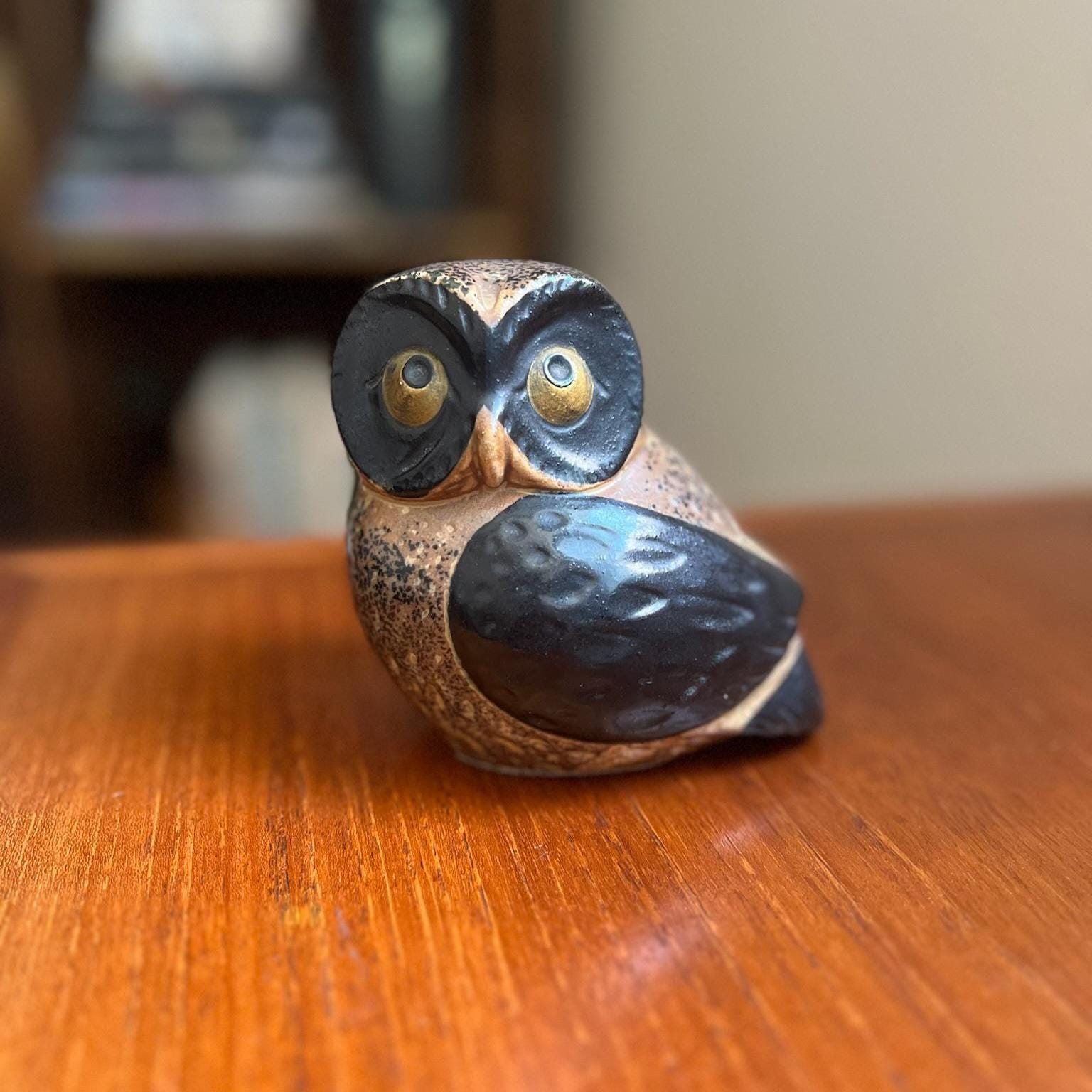 Rustic Brown Pottery Owl Figurine by Otagiri Mercantile Company | OMC Owl | Vintage Owl | Small Owl