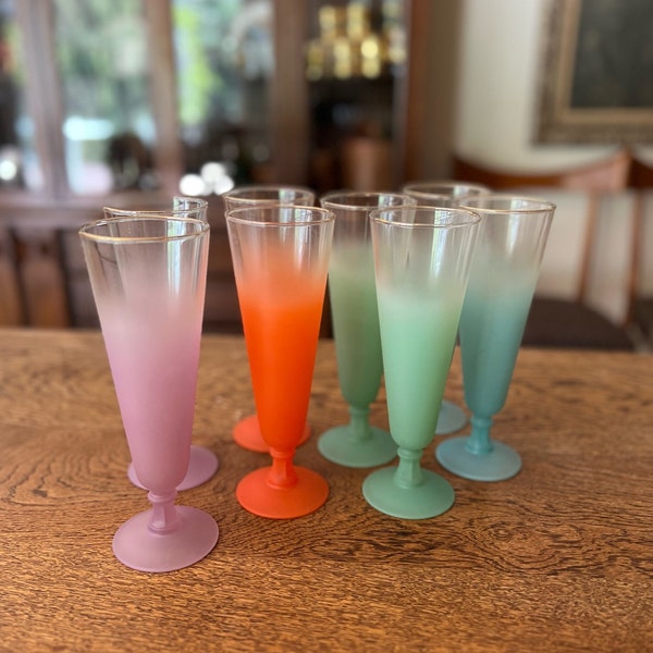 Vintage Sets of Colorful Blendo Pilsner Glasses by West Virginia Glass | Sets Sold Separately | Blendo Pastel Glasses | Blendo Glass Sets