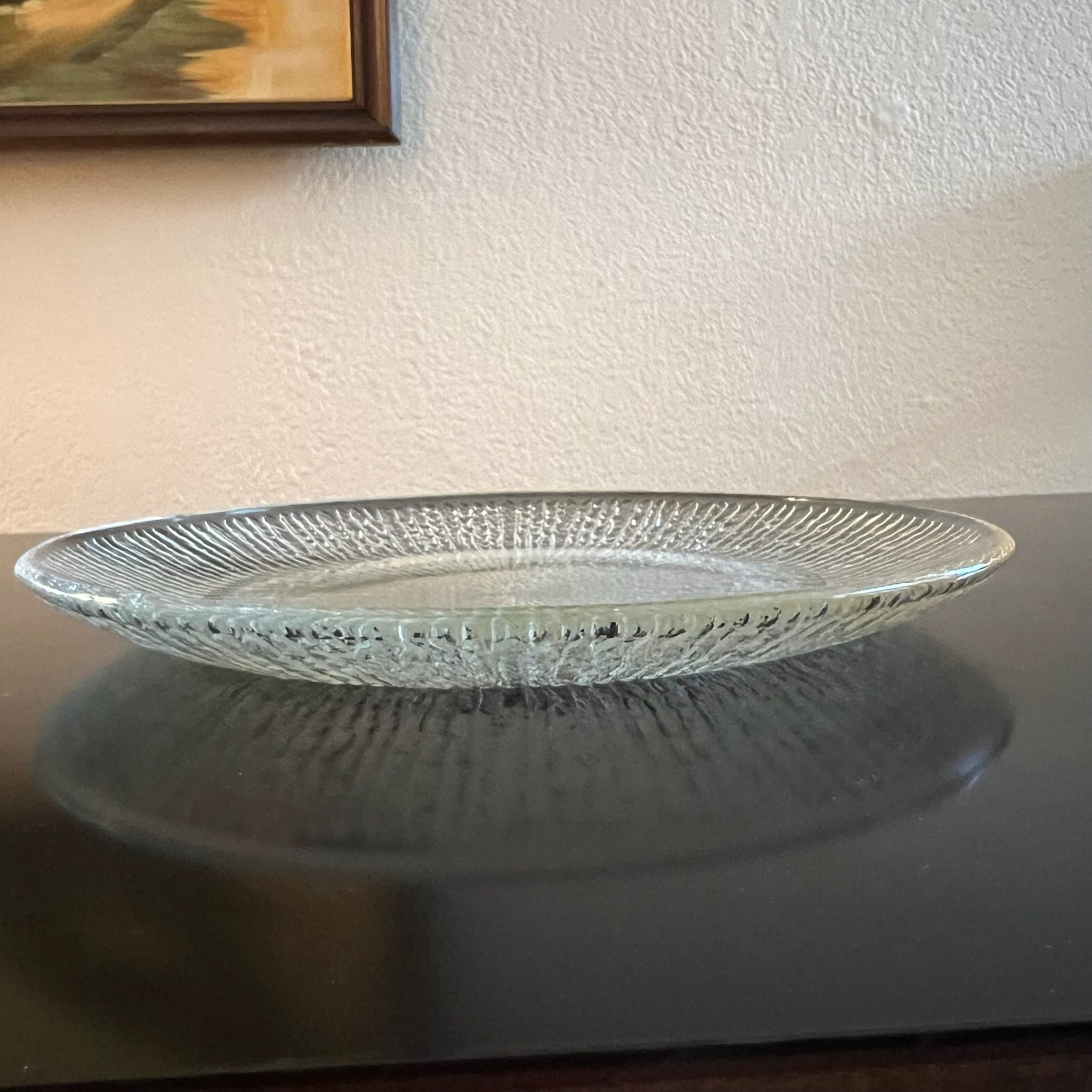 Vintage Glass Finlandia Tree Bark Dinner Plate by Jeannette Glass